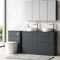 Nuie Arno 1200mm Floor Standing 4-Drawer Vanity & Worktop - Soft Black - welovecouk
