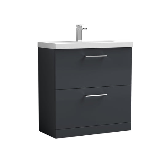  Arno 800mm Floor Standing 2 Drawer Vanity & Basin 3 - Soft Black