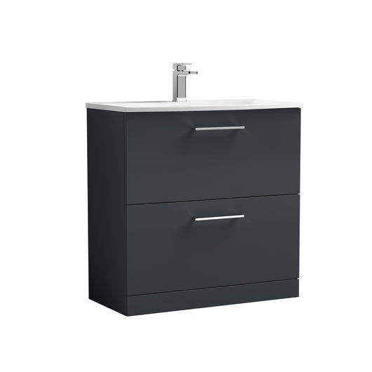  Arno 800mm Floor Standing 2 Drawer Vanity & Basin 4 - Soft Black