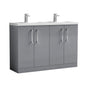 Ryker 1200mm Floor Standing 4 Door Vanity & Double Polybarble Basin - Satin Grey