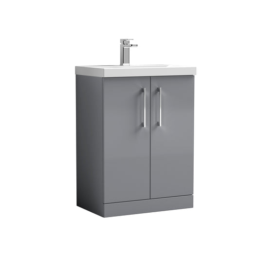  Arno 600mm Floor Standing 2 Door Vanity & Basin 3 - Satin Grey