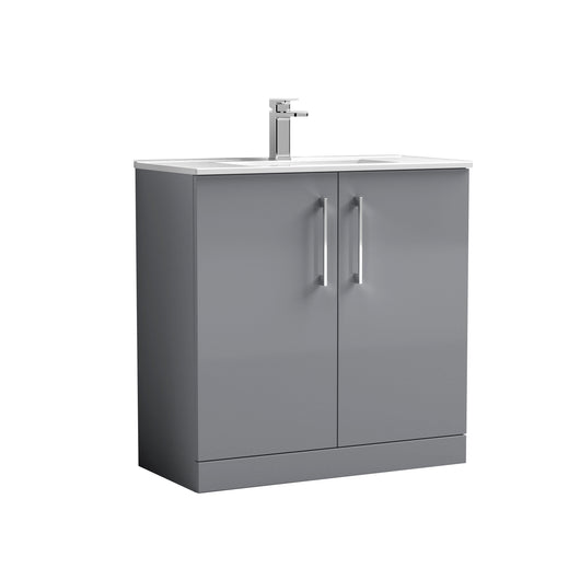  Nuie Arno 800mm Floor Standing 2-Door Vanity & Basin 2 - Satin Grey