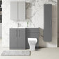 Nuie Arno L-Shaped 1100 Floor Standing Marble Basin Combination Unit - Satin Grey with Brava Toilet - welovecouk