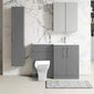 Nuie Arno L-Shaped 1100 Floor Standing Marble Basin Combination Unit - Satin Grey with Brava Toilet - welovecouk