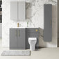 Nuie Arno L-Shaped 1100 Floor Standing Solid Stone Basin Combination Unit - Satin Grey with Freya Toilet - welovecouk