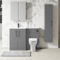 Nuie Arno L-Shaped 1100 Floor Standing Solid Stone Basin Combination Unit - Satin Grey with Freya Toilet - welovecouk