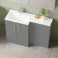 Nuie Arno Floor Standing 1100mm L Shape Combination Unit with Solid Stone Basin - Satin Grey - welovecouk