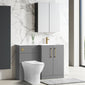 Nuie Arno L-Shaped 1100 Floor Standing Marble Stone Basin Combination Unit - Satin Grey with Freya Toilet - welovecouk