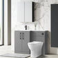 Nuie Arno L-Shaped 1100 Floor Standing Marble Stone Basin Combination Unit - Satin Grey with Freya Toilet - welovecouk