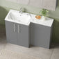 Nuie Arno Floor Standing 1100mm L Shape Combination Unit with Marble Stone Basin - Satin Grey - welovecouk