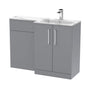 Nuie Arno Floor Standing 1100mm L Shape Combination Unit with Marble Stone Basin - Satin Grey - welovecouk