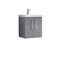 Arno 500mm Wall Hung 2 Door Vanity & Basin 1 - Satin Grey