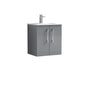 Arno 500mm Wall Hung 2 Door Vanity & Basin 2 - Satin Grey