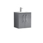 Nuie Arno 500mm Wall Hung 2-Door Vanity & Basin 2 - Satin Grey