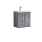 Arno 500mm Wall Hung 2 Door Vanity & Basin 3 - Satin Grey