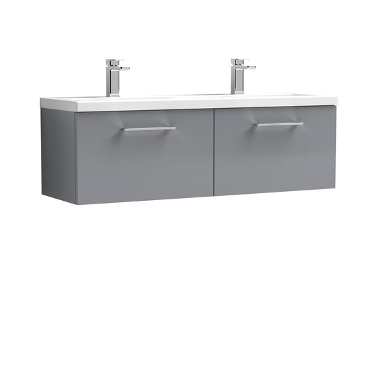 Arno 1200mm Wall Hung 2 Drawer Vanity & Double Basin - Satin Grey