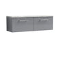 Nuie Arno 1200mm Wall Hung 2-Drawer Vanity & Laminate Worktop - Satin Grey