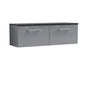 Nuie Arno 1200mm Wall Hung 2-Drawer Vanity & Laminate Worktop - Satin Grey