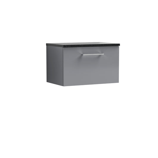  Arno 600mm Wall Hung 1 Drawer Vanity & Laminate Top - Satin Grey