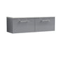 Nuie Arno 1200mm Wall Hung 2-Drawer Vanity & Laminate Worktop - Satin Grey