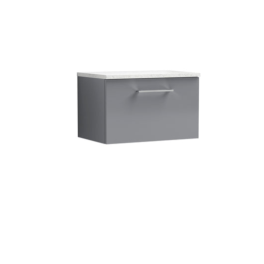  Arno 600mm Wall Hung 1 Drawer Vanity & Laminate Top - Satin Grey