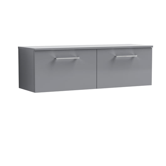  Nuie Arno 1200mm Wall Hung 2-Drawer Vanity & Worktop - Satin Grey