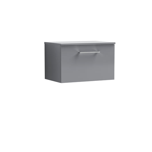  Arno 600mm Wall Hung 1 Drawer Vanity & Worktop - Satin Grey