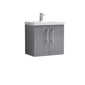 Arno 600mm Wall Hung 2 Door Vanity & Basin 1 - Satin Grey