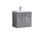 Nuie Arno 600mm Wall Hung 2-Door Vanity & Basin 1 - Satin Grey