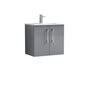 Ryker 600mm Wall Hung 2 Door Vanity & Basin 2 - Satin Grey