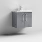 Nuie Arno 600mm Wall Hung 2-Door Vanity & Basin 3 - Satin Grey