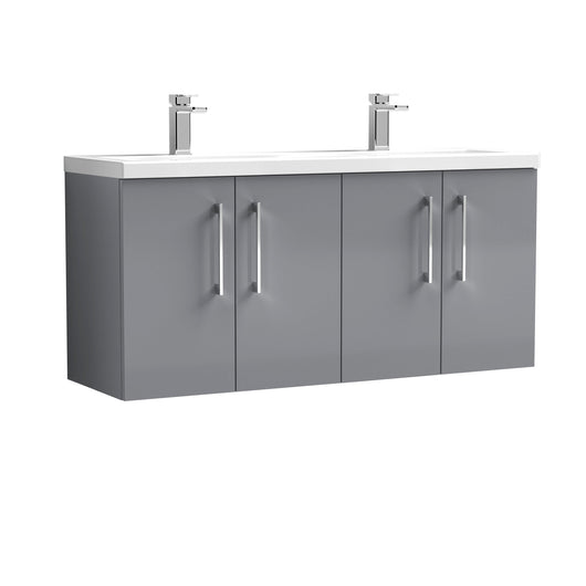  Ryker 1200mm Wall Hung 4 Door Vanity & Double Basin - Satin Grey