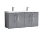 Ryker 1200mm Wall Hung 4 Door Vanity & Double Basin - Satin Grey