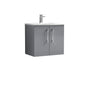 Ryker 600mm Wall Hung 2 Door Vanity & Basin 4 - Satin Grey