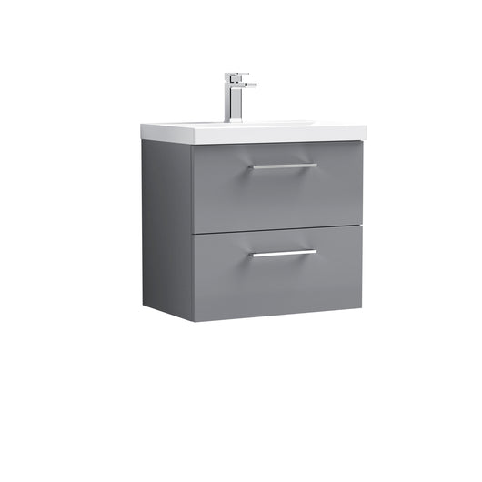  Nuie Arno 600mm Wall Hung 2-Drawer Vanity & Basin 1 - Satin Grey