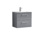 Nuie Arno 600mm Wall Hung 2-Drawer Vanity & Basin 2 - Satin Grey