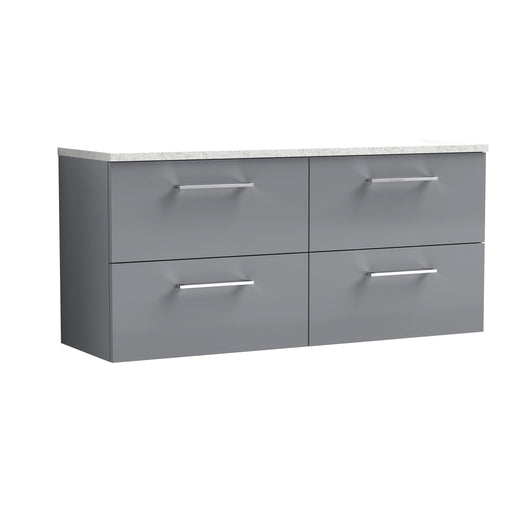  Nuie Arno 1200mm Wall Hung 4-Drawer Vanity & Laminate Worktop - Satin Grey