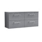 Nuie Arno 1200mm Wall Hung 4-Drawer Vanity & Worktop - Satin Grey