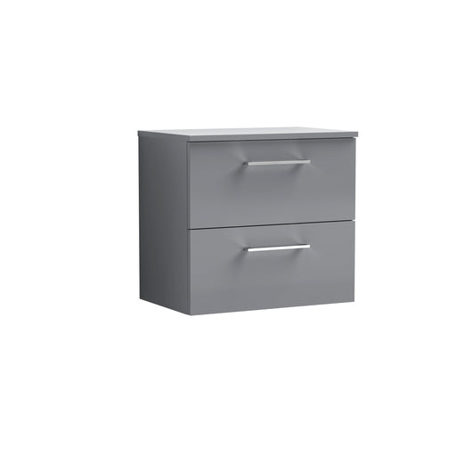  Arno 600mm Wall Hung 2 Drawer Vanity & Worktop - Satin Grey