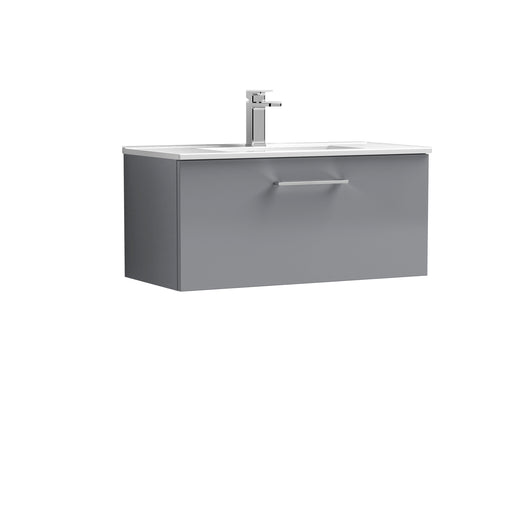  Arno 800mm Wall Hung 1 Drawer Vanity & Basin 2 - Satin Grey