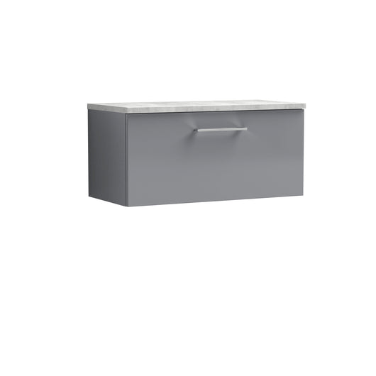  Arno 800mm Wall Hung Single Drawer Vanity & Laminate Top - Satin Grey