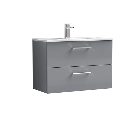  Arno 800mm Wall Hung 2 Drawer Vanity & Basin 2 - Satin Grey