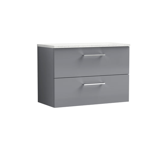  Arno 800mm Wall Hung 2 Drawer Vanity & Laminate Top - Satin Grey