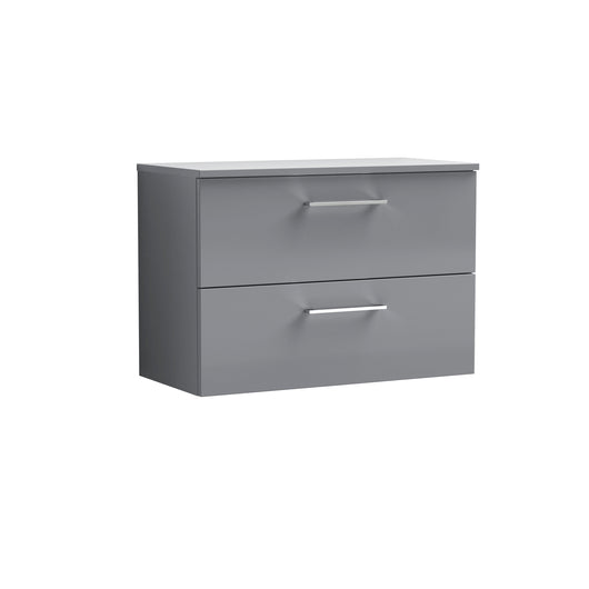  Arno 800mm Wall Hung 2 Drawer Vanity & Worktop - Satin Grey