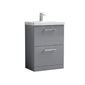 Arno 600mm Floor Standing 2 Drawer Vanity & Basin 1 - Satin Grey