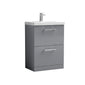 Nuie Arno 600mm Floor Standing 2-Drawer Vanity & Basin 1 - Satin Grey