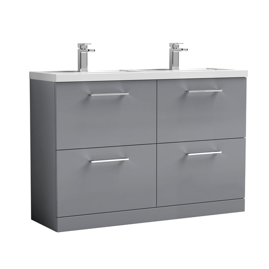  Arno 1200mm Floor Standing 4 Drawer Vanity & Double Basin 1 - Satin Grey