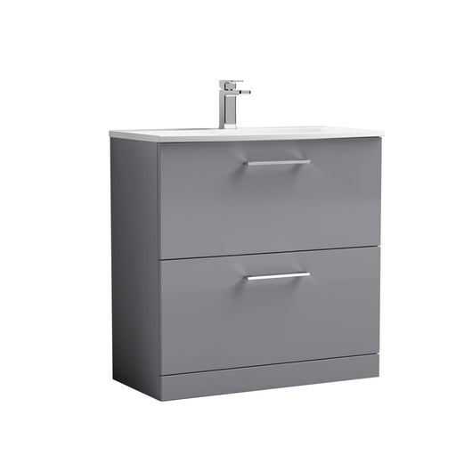  Arno 800mm Floor Standing 2 Drawer Vanity & Basin 4 - Satin Grey