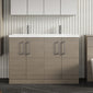 Nuie Arno 1200mm Floor Standing 4-Door Vanity & Double Ceramic Basin - Grey Vicenza Oak