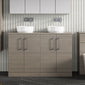 Nuie Arno 1200mm Floor Standing 4-Door Vanity & Worktop - Grey Vicenza Oak - welovecouk